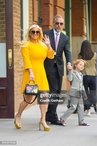 Jessica Simpson and Eric Johnson are seen in Tribeca on May 11, 2018 in New York City.