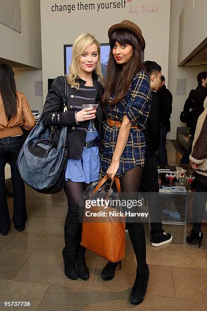 Presnter Laura Whitmore and T4 presenter Jameela Jamil attend preview of Jas M.B. Installation at Saatchi & Saatchi at on January 12, 2010 in London,...
