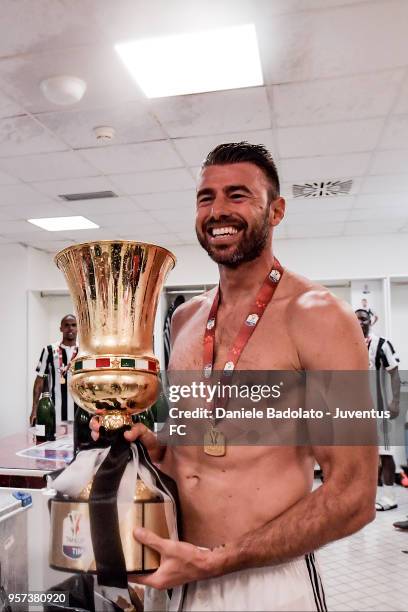 Andrea Barzagli of Juventus in action during the TIM Cup Final between Juventus and AC Milan at Stadio Olimpico on May 9, 2018 in Rome, Italy.