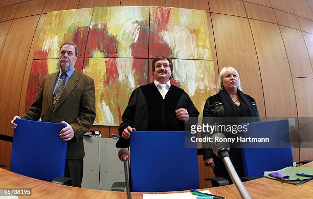 Judge Andreas Schlueter attends the county court on January 13, 2010 in Hildesheim, Germany. Princess Caroline appears as a witness for her husband...