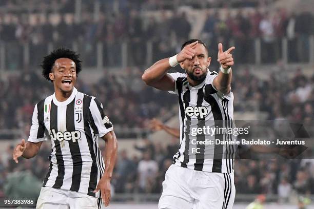 Medhi Benatia of Juventus celebrates 1-0 goal during the TIM Cup Final between Juventus and AC Milan at Stadio Olimpico on May 9, 2018 in Rome, Italy.