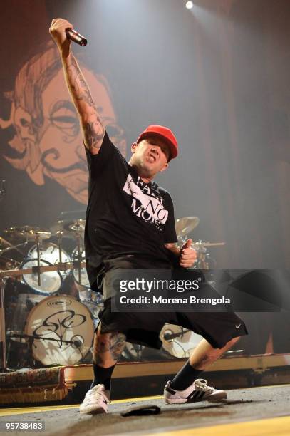 Fred Durst of Limp Bizkit performs at Palasharp on June 14, 2009 in Milan, Italy.