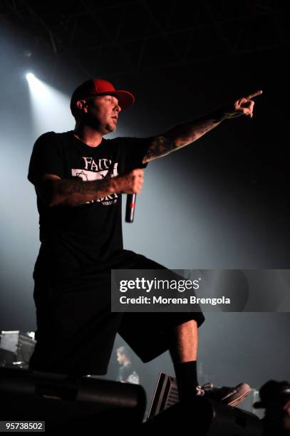 Fred Durst of Limp Bizkit performs at Palasharp on June 14, 2009 in Milan, Italy.