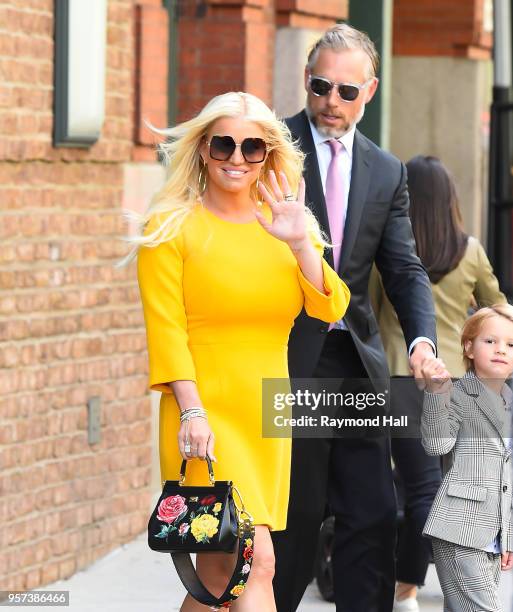 Actress Jessica Simpson and Eric Johnson are seen walking in Soho on May 11, 2018 in New York City.