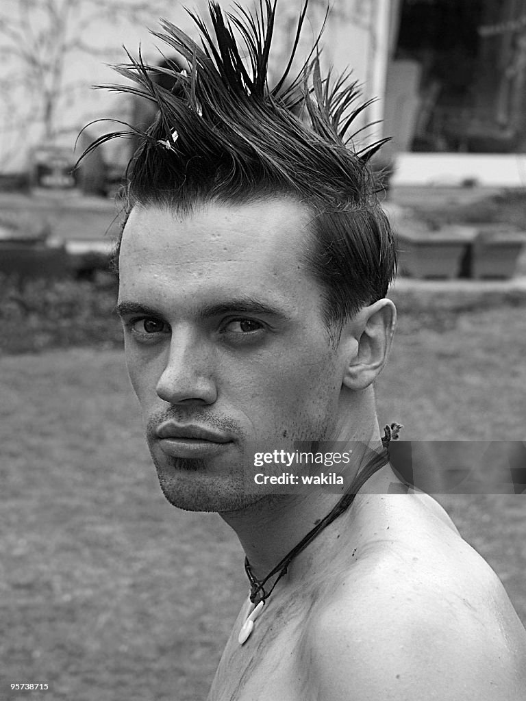 Man with funky hair