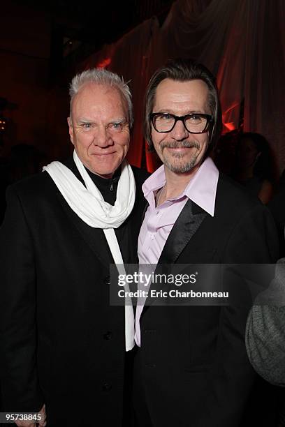 Malcolm McDowell and Gary Oldman at Warner Bros. Pictures Premiere of Alcon Entertainment's 'The Book of Eli' at Grauman's Chinese Theatre on January...