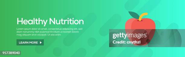 healthy nutrition flat web banner - granola stock illustrations