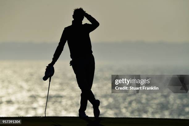 Gregory Bourdy of France looks on during day two of the Rocco Forte Open at Verdura Golf and Spa Resort on May 11, 2018 in Sciacca, Italy.