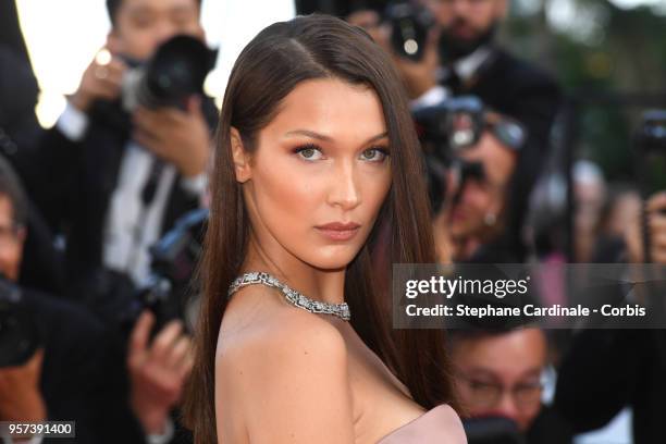 Model Bella Hadid attends the screening of "Ash Is The Purest White " during the 71st annual Cannes Film Festival at Palais des Festivals on May 11,...