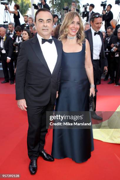 Of Renault Carlos Ghosn with his wife Caroline Ghosn attend the screening of "Ash Is The Purest White " during the 71st annual Cannes Film Festival...