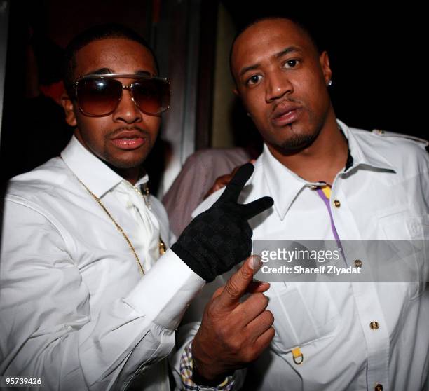 Omarion and Hollywood Chuck attend Omarion's album release party at Element on January 12, 2010 in New York City.