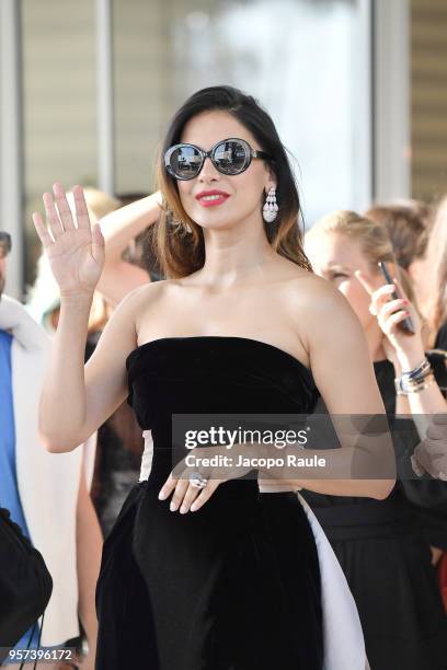 Moran Atias is seen leaving Hotel Martinez during the 71st annual Cannes Film Festival at on May 11, 2018 in Cannes, France.