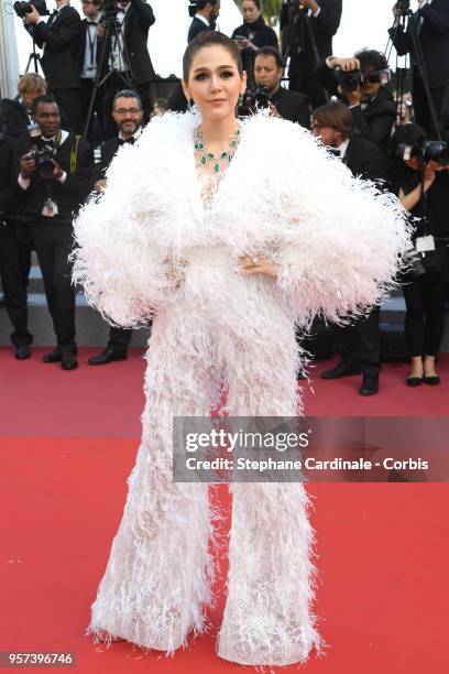 Araya Hargate attends the screening of "Ash Is The Purest White " during the 71st annual Cannes Film Festival at Palais des Festivals on May 11, 2018...