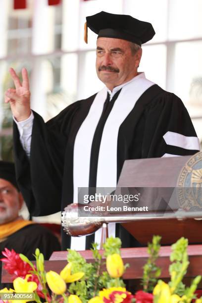 Chief of the Los Angeles Police Department Charlie Beck attends The University Of Southern California's Commencement Ceremony and receives his...