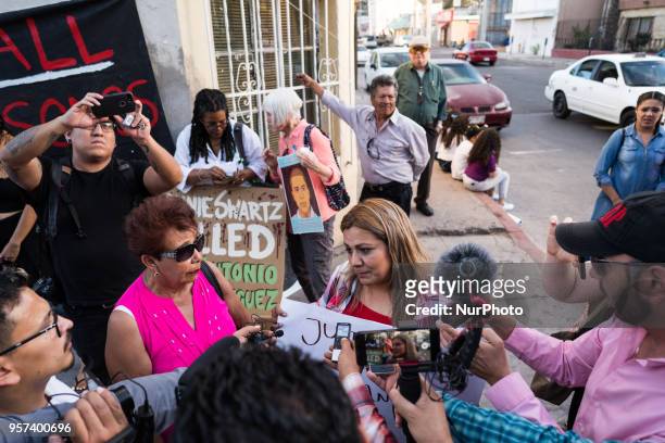 Araceli Rodriguez, the mother of Jose Antonio Elena Rodriguez, speaks to the media at a vigil in Nogales, Sonora, Mexico for her son who was shot and...
