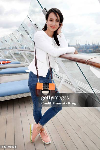 Stephanie Stumph is seen on board during the naming ceremony of the cruise ship 'Mein Schiff 1' on May 11, 2018 in Hamburg, Germany.