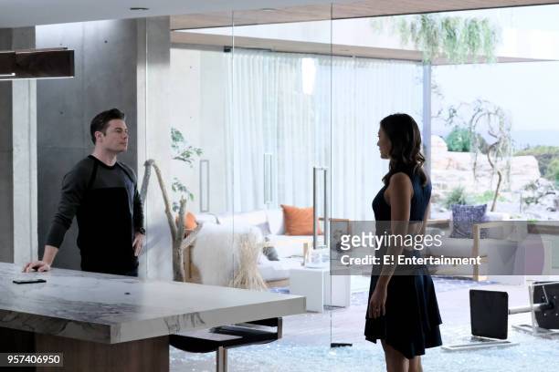 Suite Revenge" Episode 210 Pictured: Josh Henderson as Kyle West, Christine Evangelista as Megan Morrison --