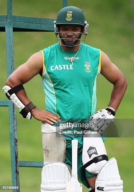 Ashwell Prince of South Africa looks on during a South Africa nets session at The Wanderers Cricket Ground on January 13, 2010 in Johannesburg, South...