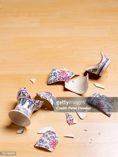 smashed antique vase - porcelain floor stock pictures, royalty-free photos & images