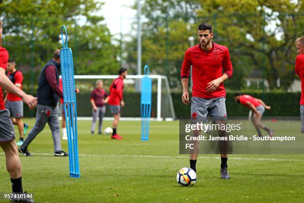 Wesley Hoedt during a Southampton FC training session at Staplewood Complex on May 11, 2018 in Southampton, England.