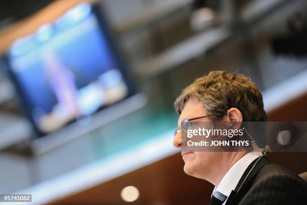 Hungarian nominee for EU commissioner for Employment, Social Affairs and Inclusion, Laszlo Andor arrives to answer journalists' questions during a...