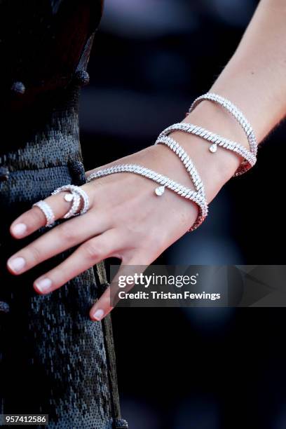 Xenia Van Der Woodsen, jewelry detail at the screening of "Ash Is The Purest White " during the 71st annual Cannes Film Festival at Palais des...