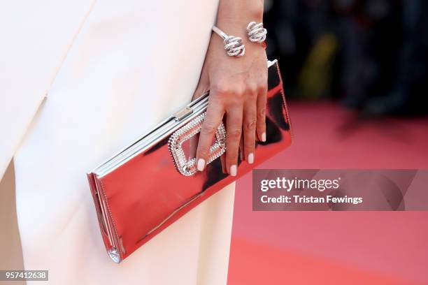 Elsa Zylberstein, fashion detail, attends the screening of "Ash Is The Purest White " during the 71st annual Cannes Film Festival at Palais des...