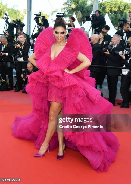 Actress Deepika Padukone attends the screening of "Ash Is The Purest White " during the 71st annual Cannes Film Festival at Palais des Festivals on...