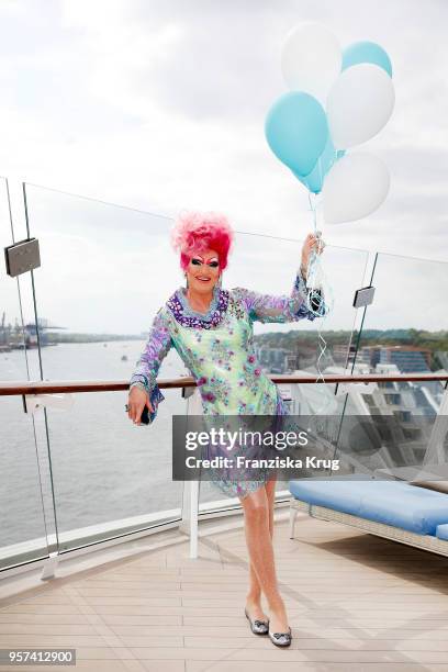 Olivia Jones is seen on board during the naming ceremony of the cruise ship 'Mein Schiff 1' on May 11, 2018 in Hamburg, Germany.