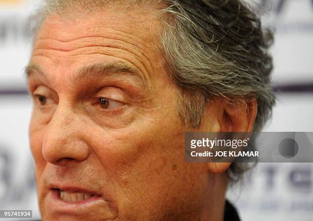 Angola's national football coach Manuel Jose speaks to journalists during a press conference in hotel Calor Tropical during the African Cup of...