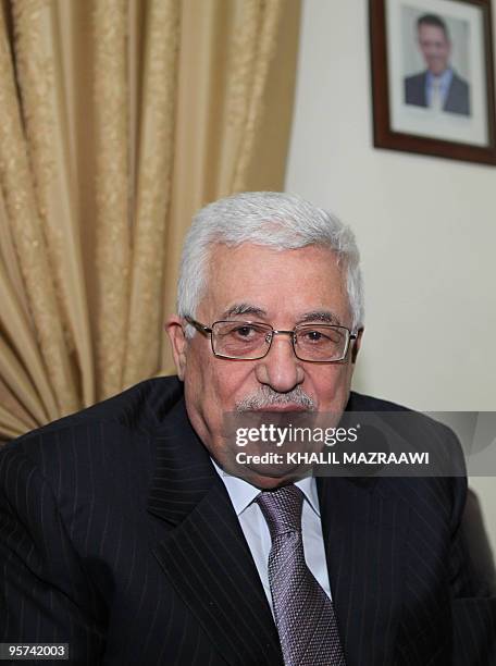 Palestinian National Authority President Mahmud Abbas meets with media in Amman on December 20, 2009. Mahmoud Abbas, also known as Abu Mazen, was...