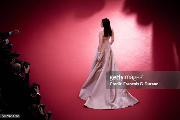 Model Bella Hadid attends the screening of 'Ash Is The Purest White ' during the 71st annual Cannes Film Festival at Palais des Festivals on May 11,...