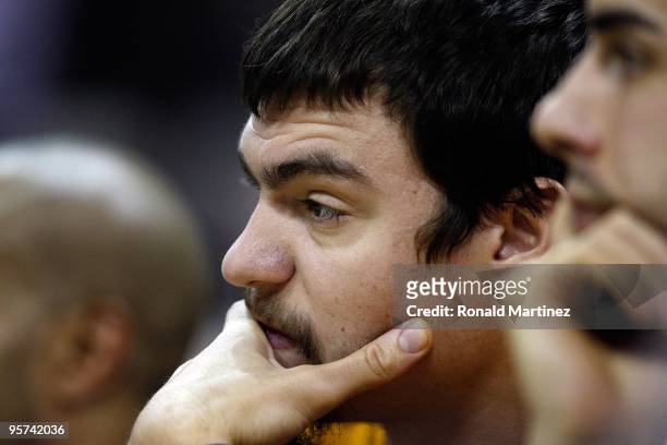 Forward Adam Morrison of the Los Angeles Lakers on January 12, 2010 at AT&T Center in San Antonio, Texas. NOTE TO USER: User expressly acknowledges...