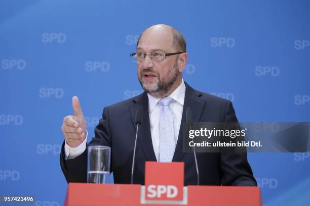Vorsitzende und Kanzlerkandidat Martin Schulz, Deutschland, Berlin, Willy-Brandt- Haus, SPD Pressekonferenz mit Martin Schulz und Andrea...