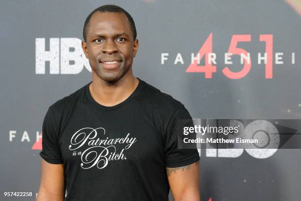 Actor Gbenga Akinnagbe attends the "Fahrenheit 451" New York Premiere at NYU Skirball Center on May 8, 2018 in New York City.