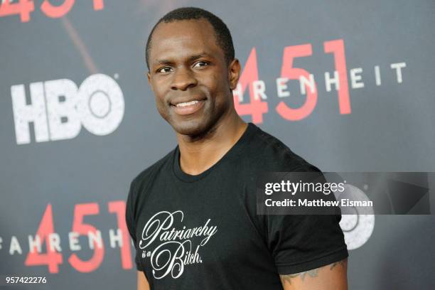 Actor Gbenga Akinnagbe attends the "Fahrenheit 451" New York Premiere at NYU Skirball Center on May 8, 2018 in New York City.