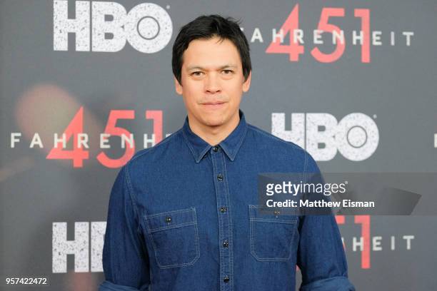 Actor Chaske Spencer attends the "Fahrenheit 451" New York Premiere at NYU Skirball Center on May 8, 2018 in New York City.