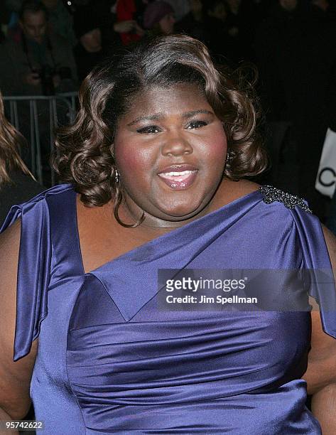 Actress Gabourey Sidibe attends the 2010 National Board of Review Awards Gala at Cipriani 42nd Street on January 12, 2010 in New York City.