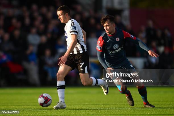 Louth , Ireland - 11 May 2018; Michael Duffy of Dundalk in action against John Mahon of Sligo Rovers during the SSE Airtricity League Premier...