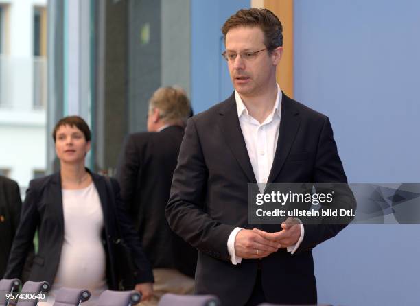 Press conference of AfD : Frauke PETRY and Marcus PRETZELL