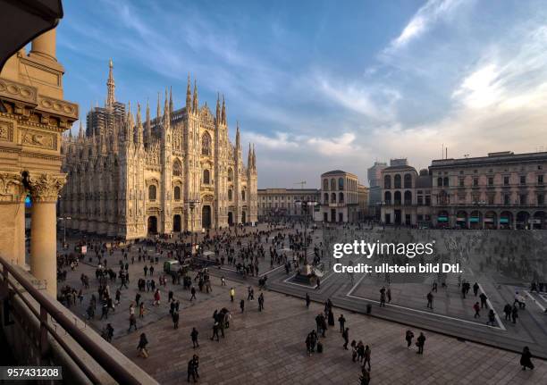 The cathedral Santa Mariae Nascenti in Milan with the cathedral square ,