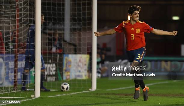 Miguel Gutierrez of Spain celebrates his goal during the UEFA European Under-17 Championship Group Stage match between Spain and Germany at Bescot...