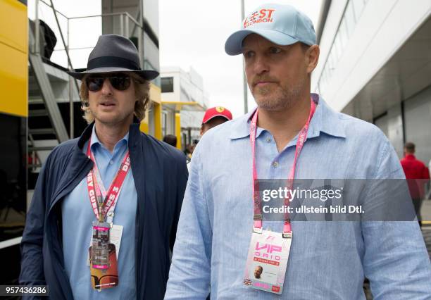 Owen Wilson, Woody Harrelson, formula 1 GP, Great Britain in Silverstone