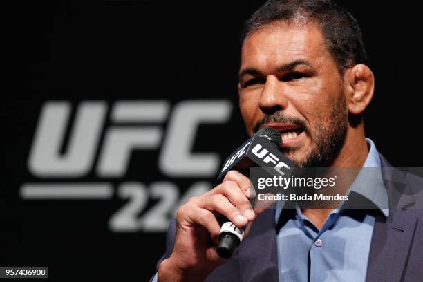Ambassador Antonio Rodrigo 'Minotauro' Nogueira interacts with fans during a Q&A session before the UFC 224 weigh-in at Jeunesse Arena on May 11,...