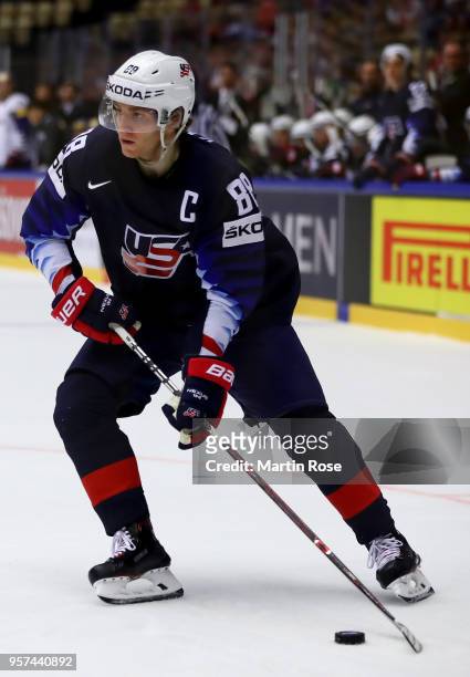 Patrick Kane of United States skates against Korea during the 2018 IIHF Ice Hockey World Championship group stage game between United States and...