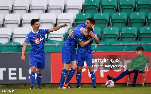 Dublin , Ireland - 11 May 2018; Gavan Holohan of Waterford,right, celebrates after scoring his sides first goal with Dylan Barnett and Rory Feely...