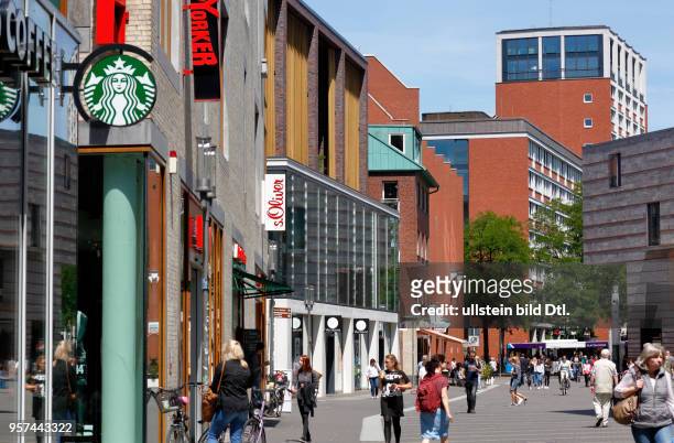 Muenster, Westphalia, Muensterland, North Rhine-Westphalia, NRW, downtown, Stubengasse, shopping street, pedestrian zone, business houses,...