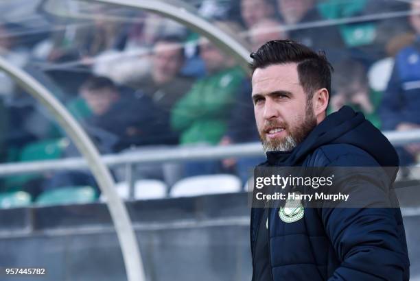 Dublin , Ireland - 11 May 2018; Shamrock Rovers manager Stephen Bradley looks on prior to the SSE Airtricity League Premier Division match between...