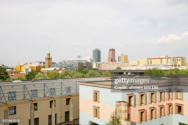 Kulturforum, Potsdamer Platz, Panorama Richtung Nordosten, Ueberblick auf Philharmonie, St. Matthaeus Kirche, Sony Center, Bahn Tower, Kollhoff...