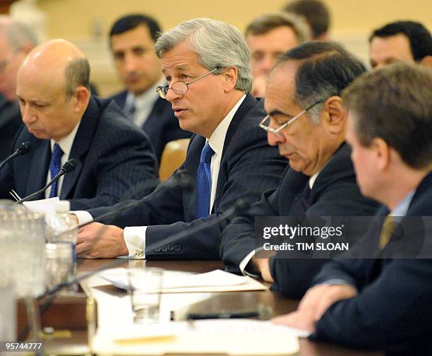 Lloyd Blankfein, CEO of Goldman Sachs Group, Inc., James Dimon, CEO of JPMorgan Chase & Company, John Mack, chairman of the Board of Morgan Stanley,...